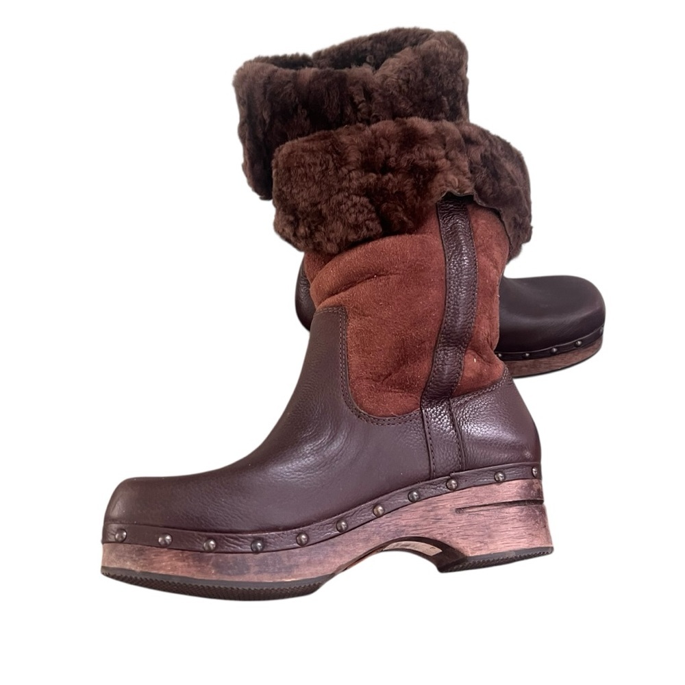 Frye Morgan Shearling Clog Boots Brown 7.5B - Picture 6 of 11